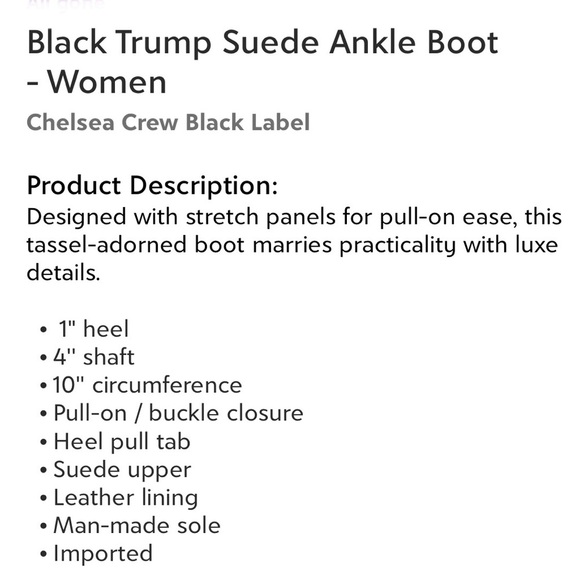 Chelsea Crew Black Label Black Suede Ankle Boot Size 5 or EU 36 Tassel Accent - Picture 9 of 9